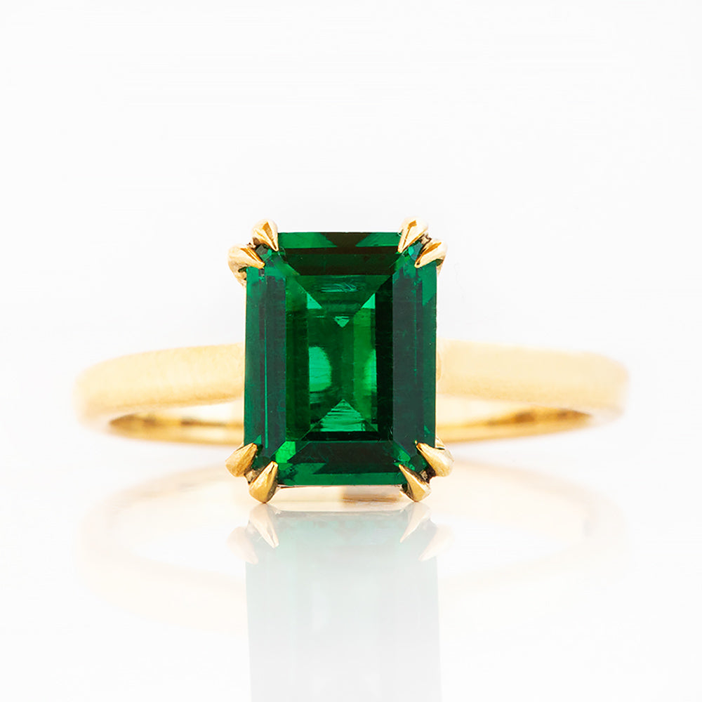 Esme, Lab Emerald Solitaire Ring