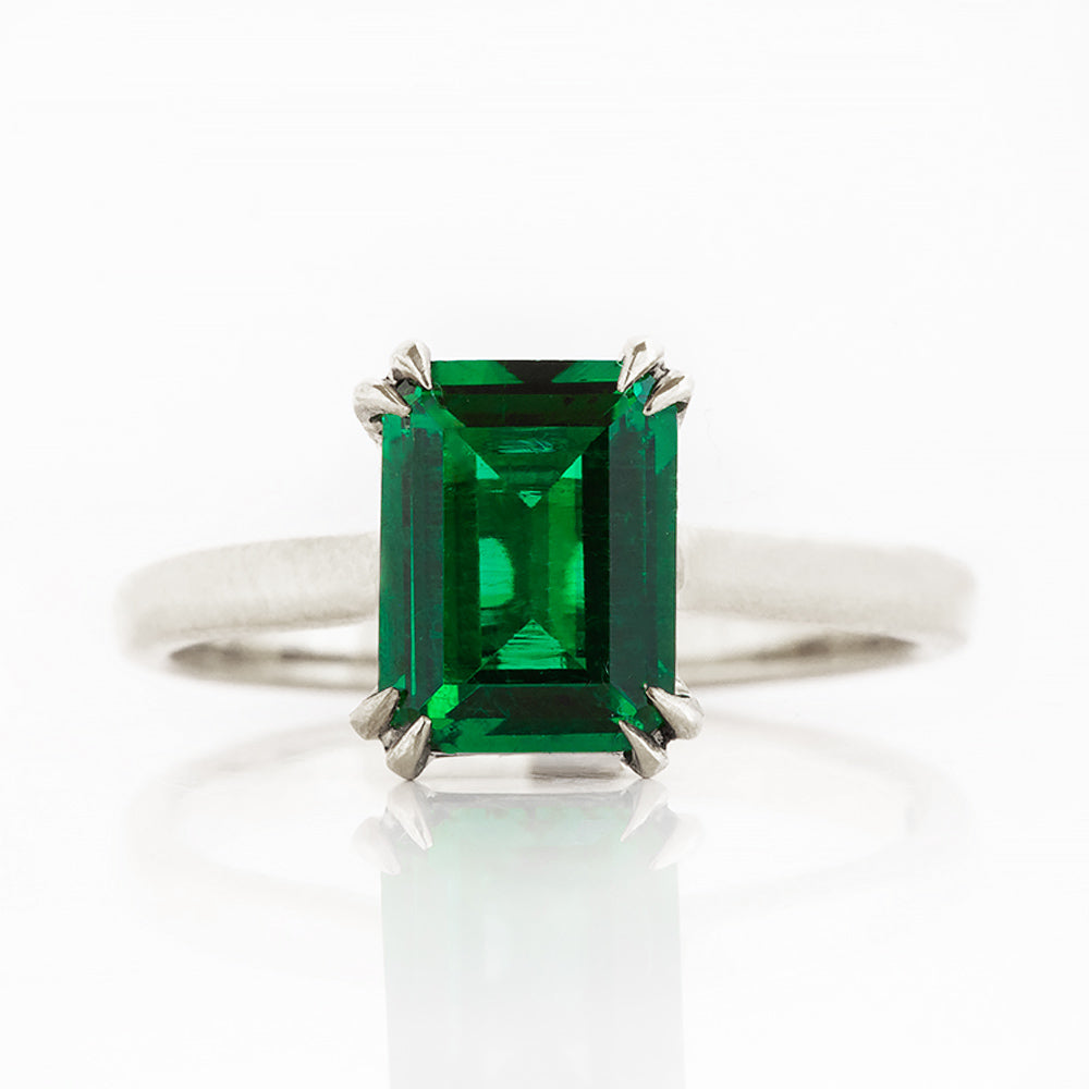Esme, Lab Emerald Solitaire Ring