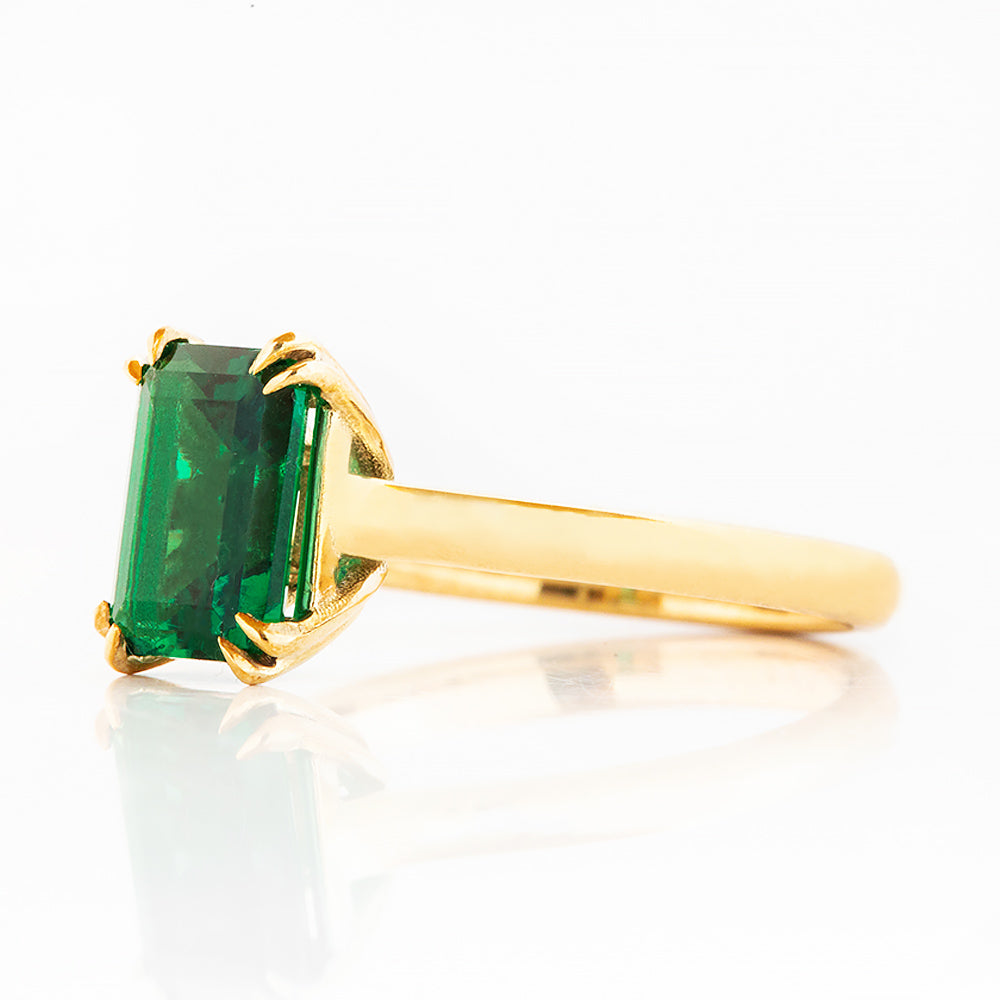 Esme, Lab Emerald Solitaire Ring