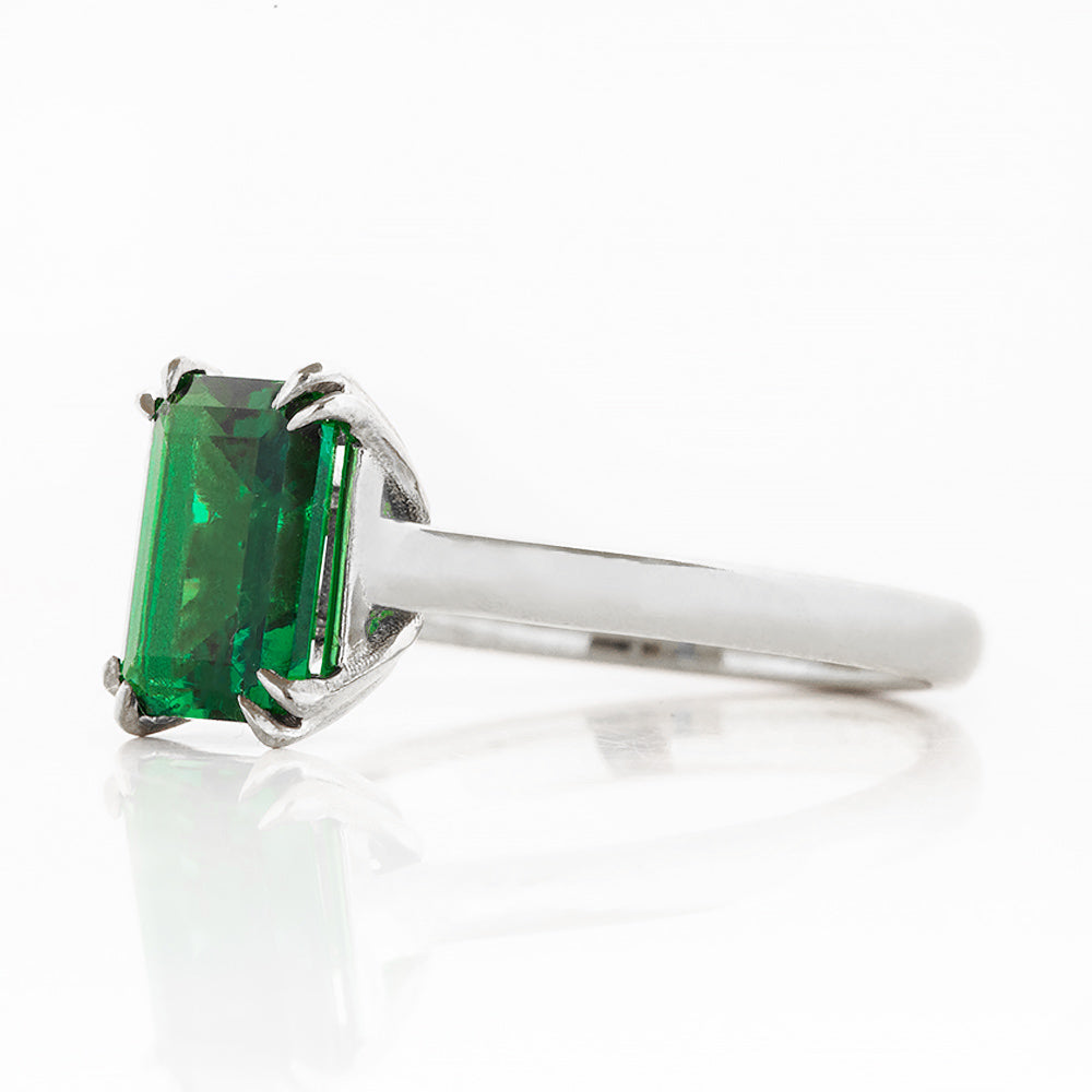 Esme, Lab Emerald Solitaire Ring