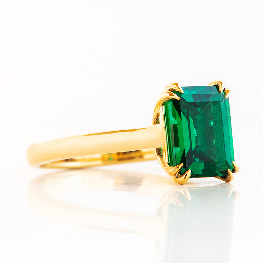 Esme, Lab Emerald Solitaire Ring