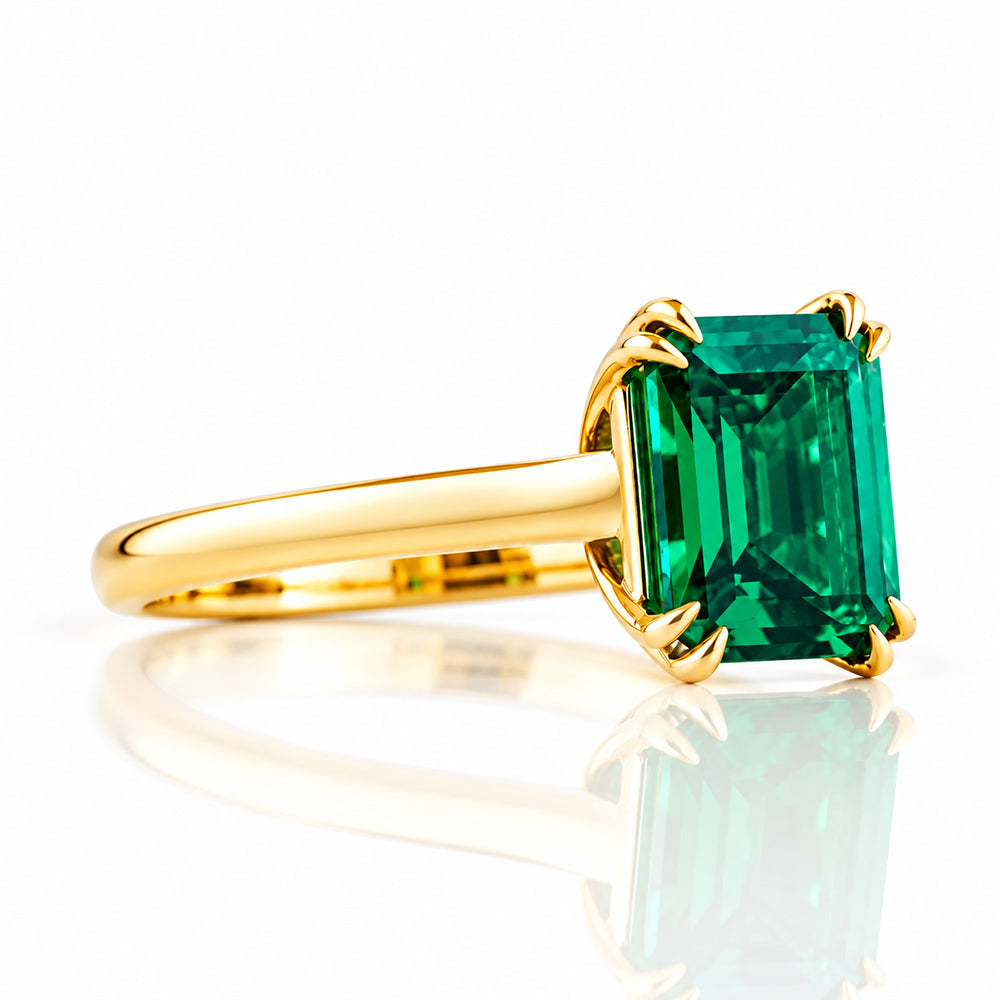 Esme, Lab Emerald Solitaire Ring