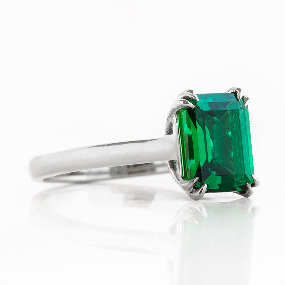 Esme, Lab Emerald Solitaire Ring