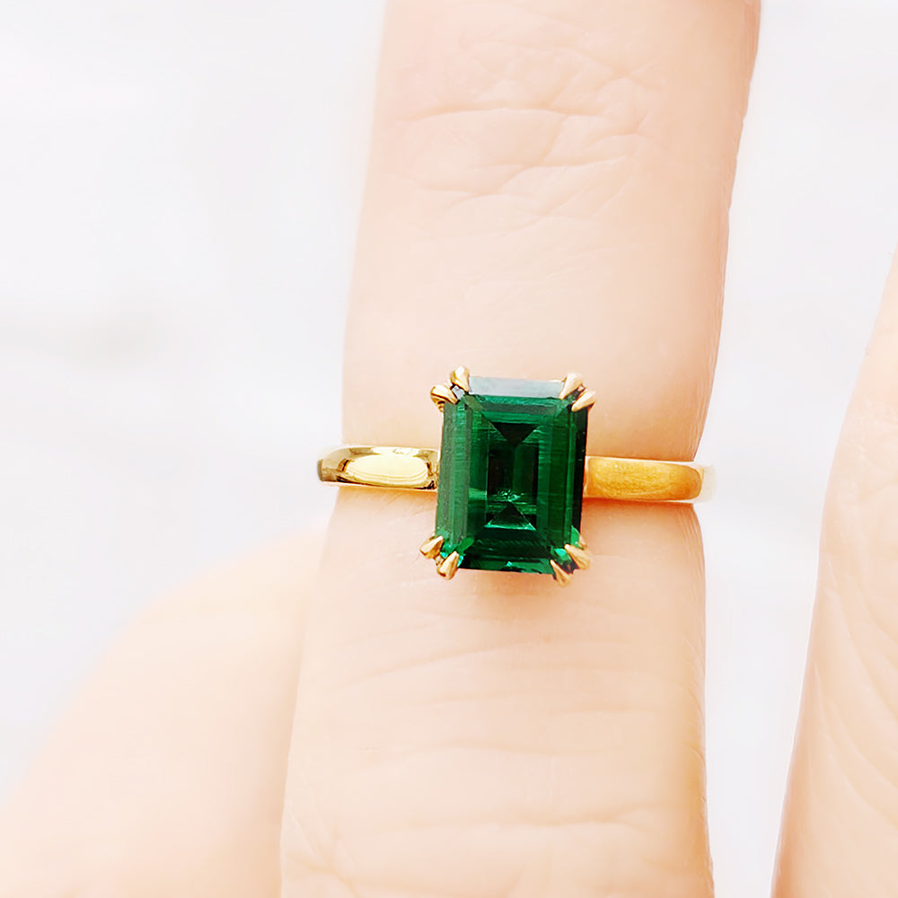 Esme, Lab Emerald Solitaire Ring