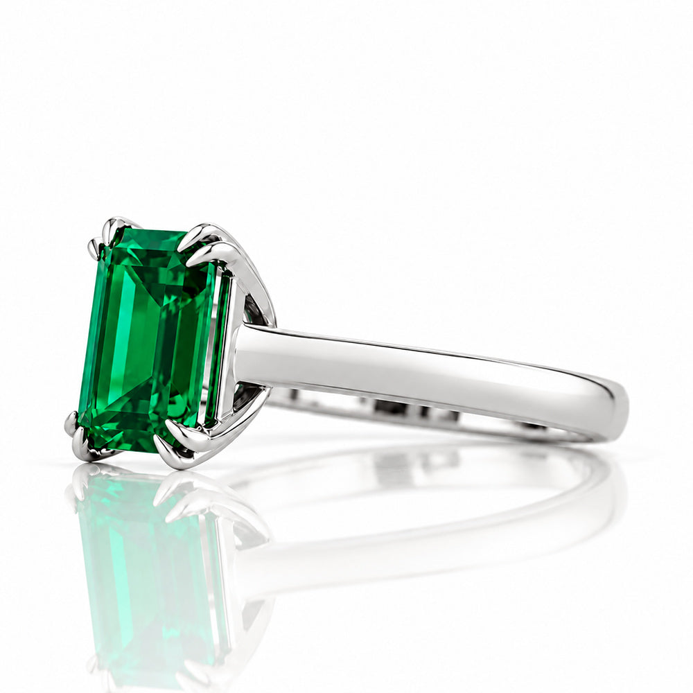 Esme, Lab Emerald Solitaire Ring
