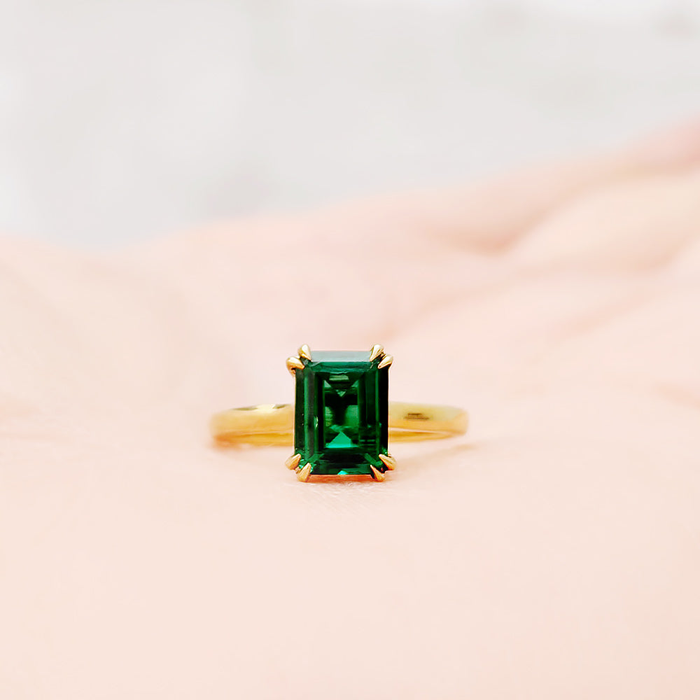 Esme, Lab Emerald Solitaire Ring