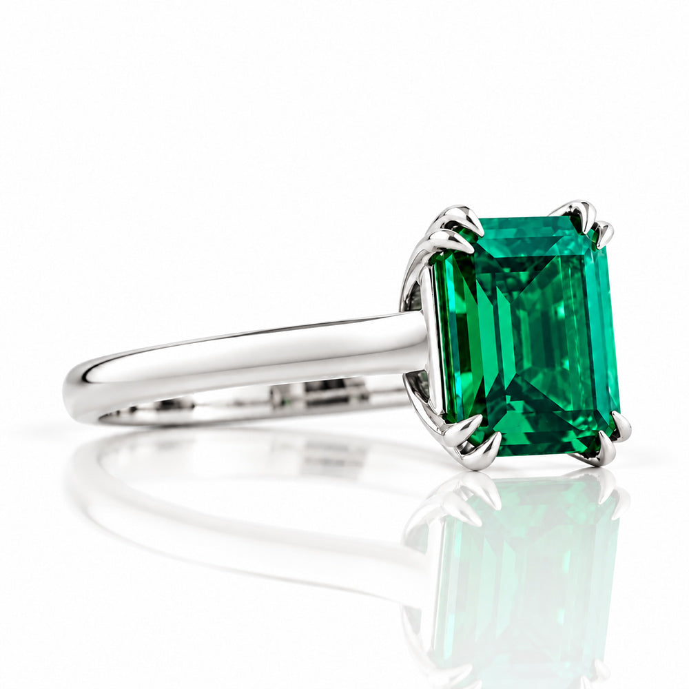 Esme, Lab Emerald Solitaire Ring
