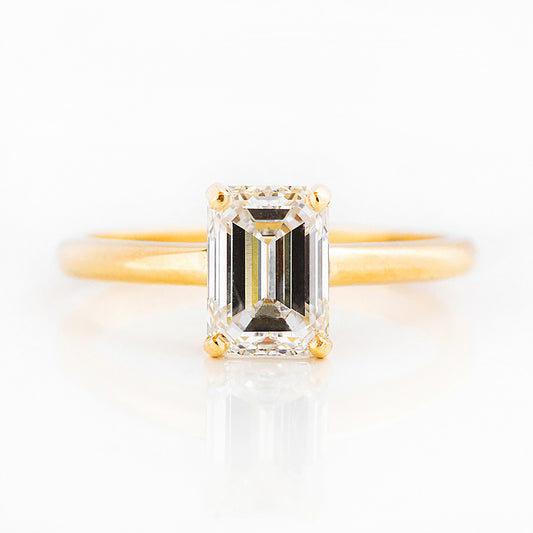 Emerald cut Lab Diamond Solitaire Engagement Ring in Yellow Gold - Victoria's Jewellery