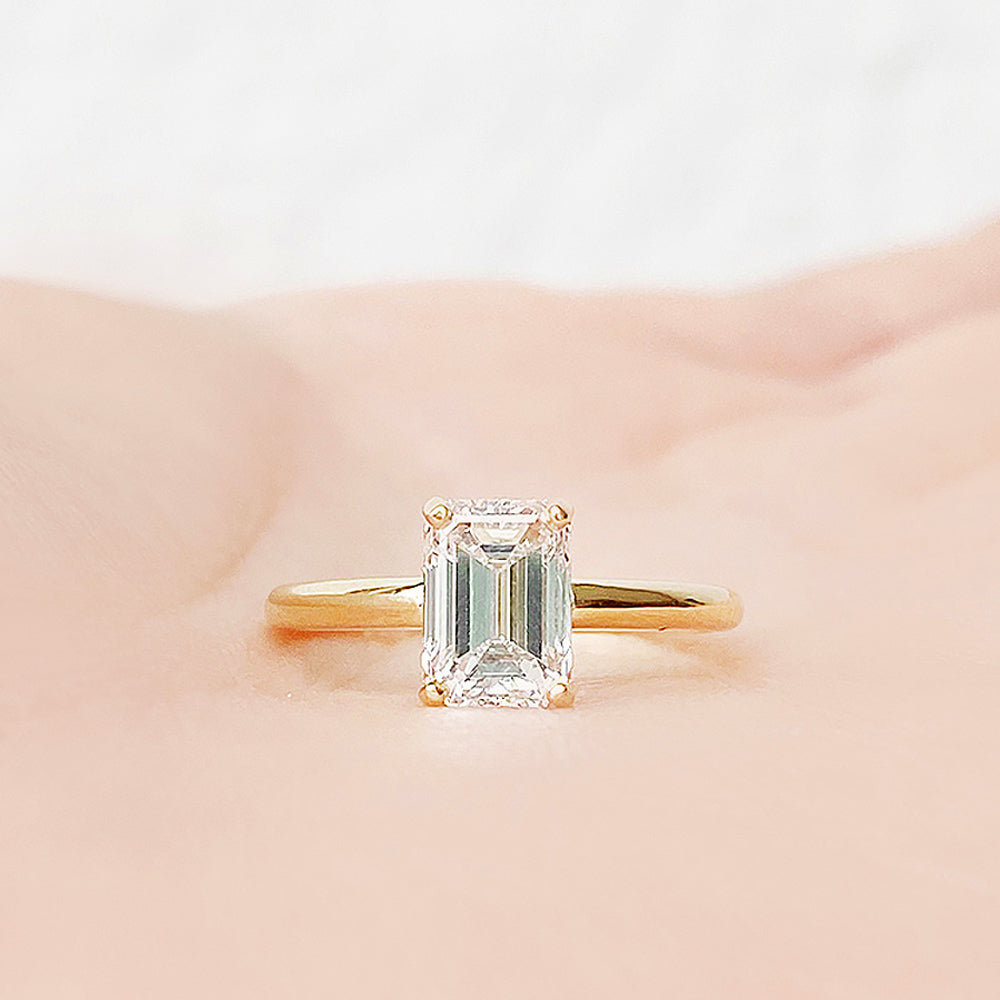 Mari, an Emerald cut Lab Diamond Solitaire Ring - Victoria's Jewellery