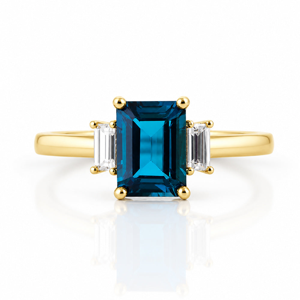 Lisa, London Topaz and Lab Diamond Ring - Victoria's Jewellery