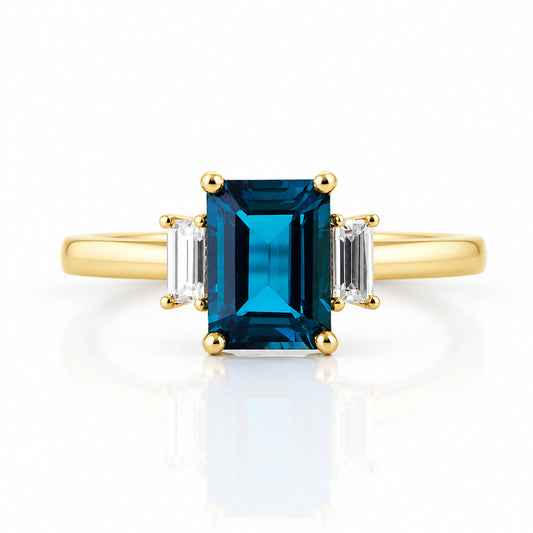 Lisa, London Topaz and Lab Diamond Ring - Victoria's Jewellery
