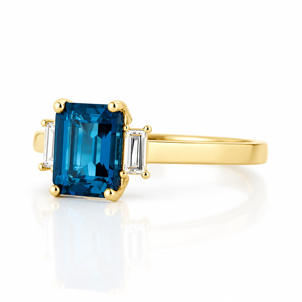 Lisa, London Topaz and Lab Diamond Ring - Victoria's Jewellery