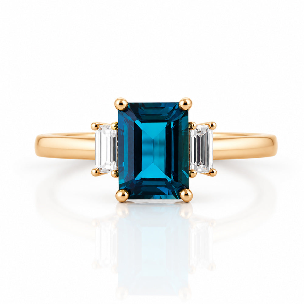 Lisa, London Topaz and Lab Diamond Ring - Victoria's Jewellery