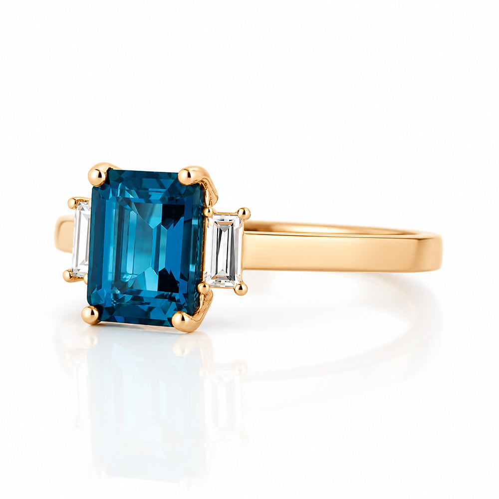 Lisa, London Topaz and Lab Diamond Ring - Victoria's Jewellery