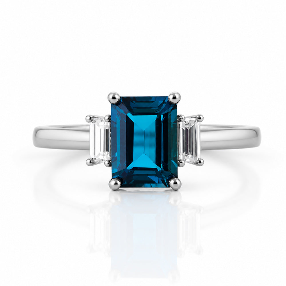 Lisa, London Topaz and Lab Diamond Ring - Victoria's Jewellery