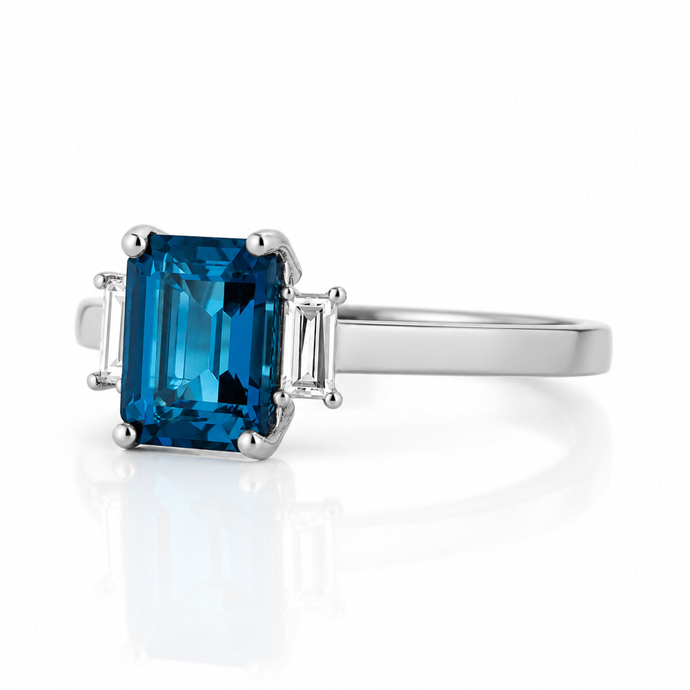 Lisa, London Topaz and Lab Diamond Ring - Victoria's Jewellery