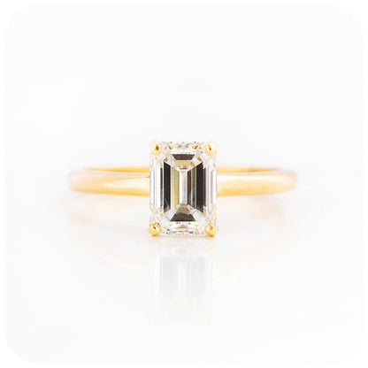 Emerald cut Moissanite Solitaire Engagement Ring - Victoria's Jewellery