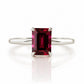 Mari, an Emerald cut Rhodolite Solitaire Ring