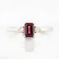 Emerald cut Rhodolite and Diamond trilogy engagement ring - Victoria's Jewellery