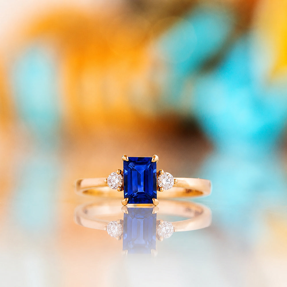 Bea, Lab Sapphire and Diamond Ring