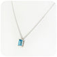 emerald cut swiss blue topaz november birthstone pendant and chain