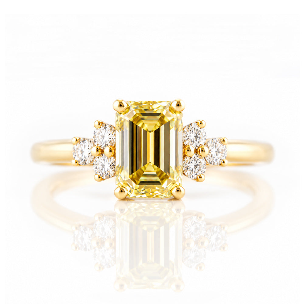 Este, an Emerald cut Yellow Lab Diamond Ring - Victoria's Jewellery