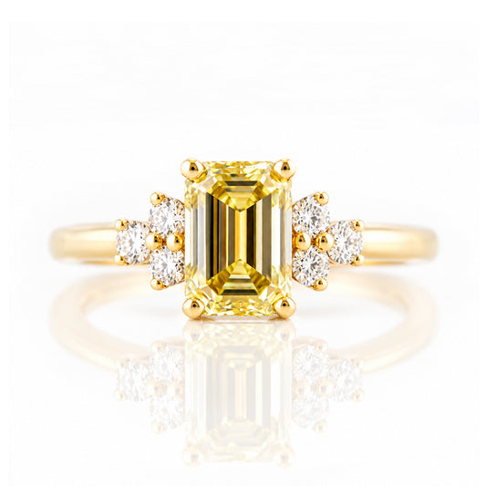 Este, an Emerald cut Yellow Lab Diamond Ring - Victoria's Jewellery