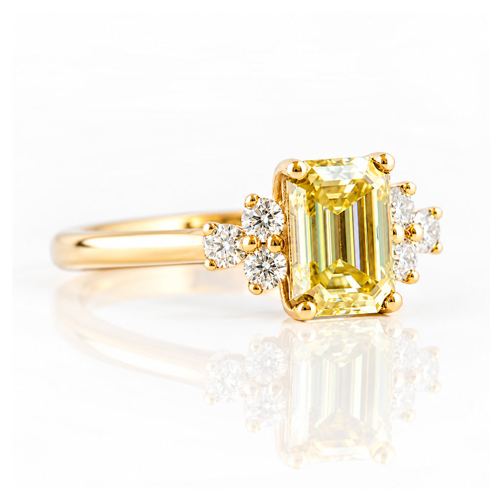 Este, an Emerald cut Yellow Lab Diamond Ring - Victoria's Jewellery