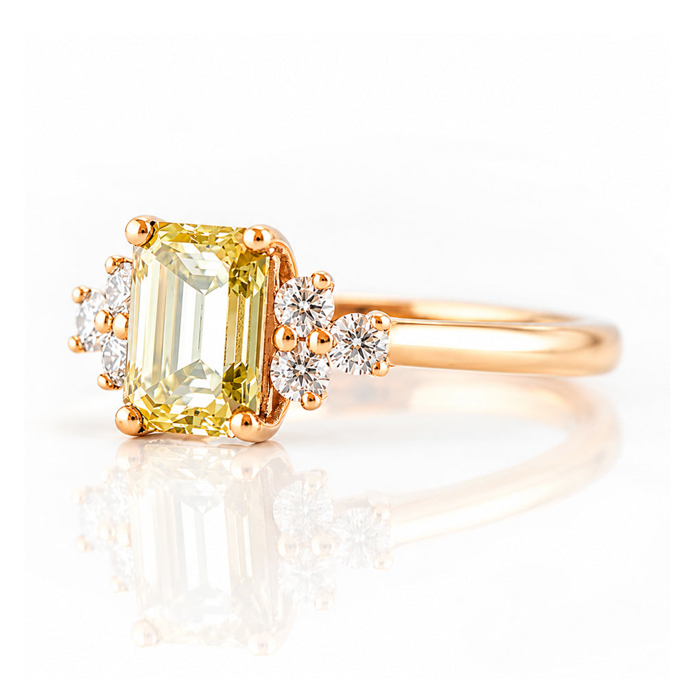 Este, an Emerald cut Yellow Lab Diamond Ring - Victoria's Jewellery