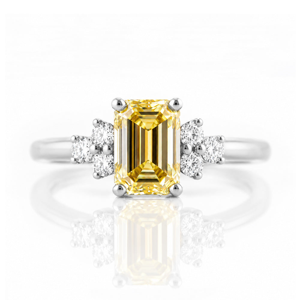 Este, an Emerald cut Yellow Lab Diamond Ring - Victoria's Jewellery
