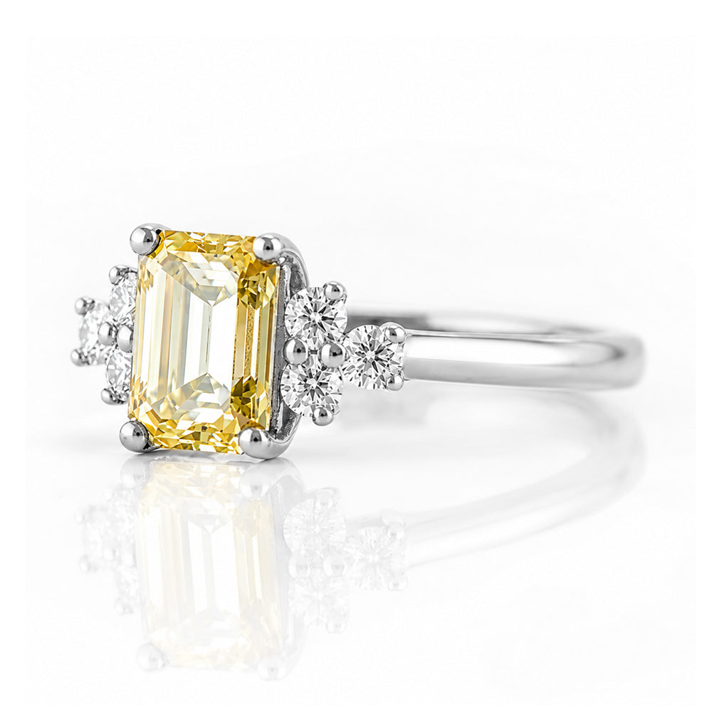 Este, an Emerald cut Yellow Lab Diamond Ring - Victoria's Jewellery