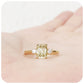 Fancy Yellow Emerald and Round cut Moissanite Trilogy Engagement Wedding Ring - Victoria's Jewellery