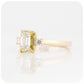 Fancy Yellow Emerald and Round cut Moissanite Trilogy Engagement Wedding Ring - Victoria's Jewellery