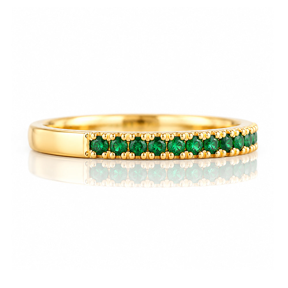 Emma, Emerald Half Eternity Ring - 1.5mm - Victoria's Jewellery