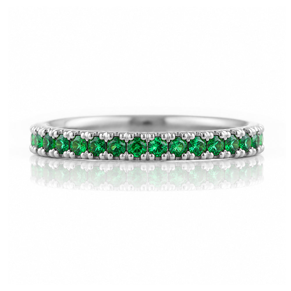 Emma, Emerald Half Eternity Ring - 1.5mm - Victoria's Jewellery