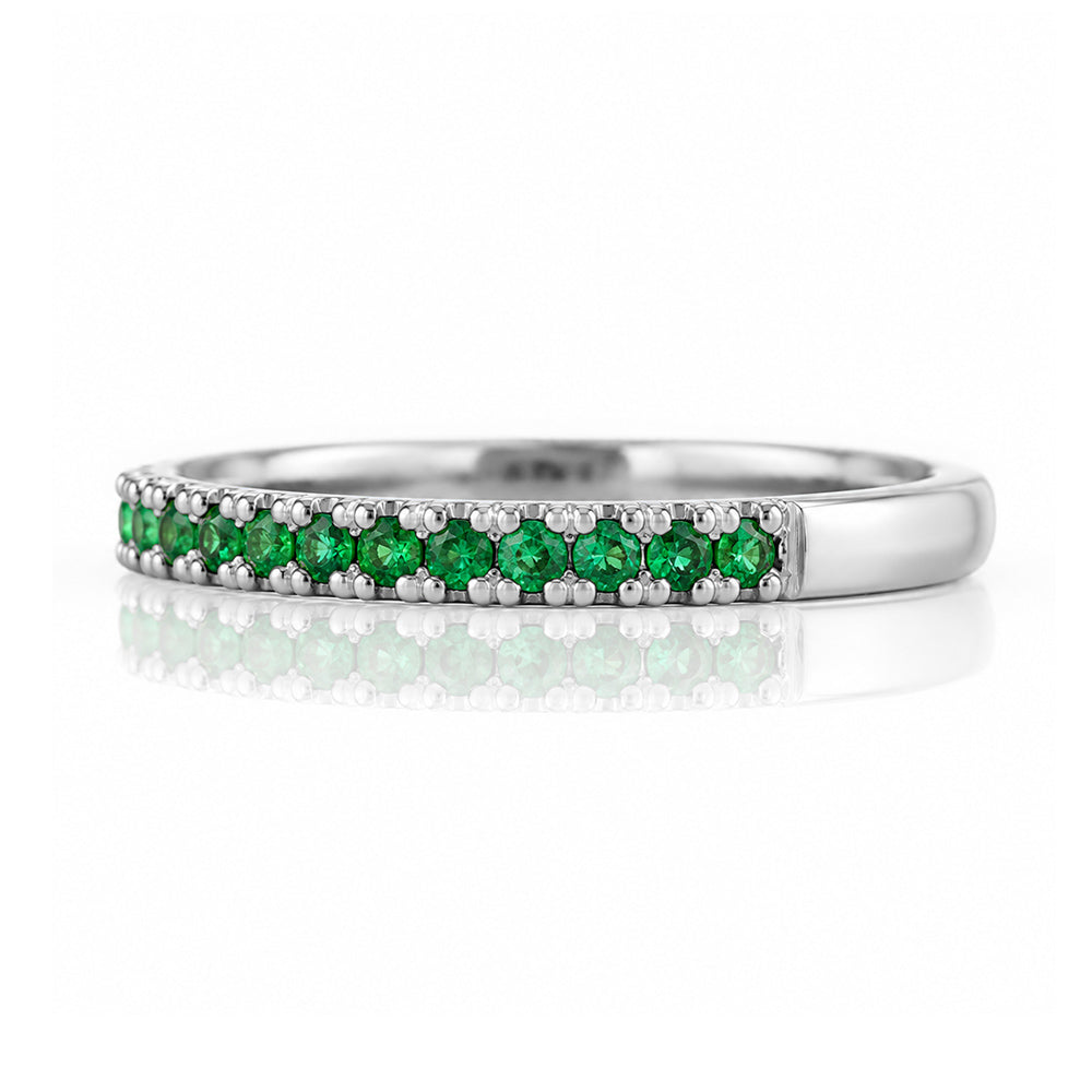 Emma, Emerald Half Eternity Ring - 1.5mm - Victoria's Jewellery