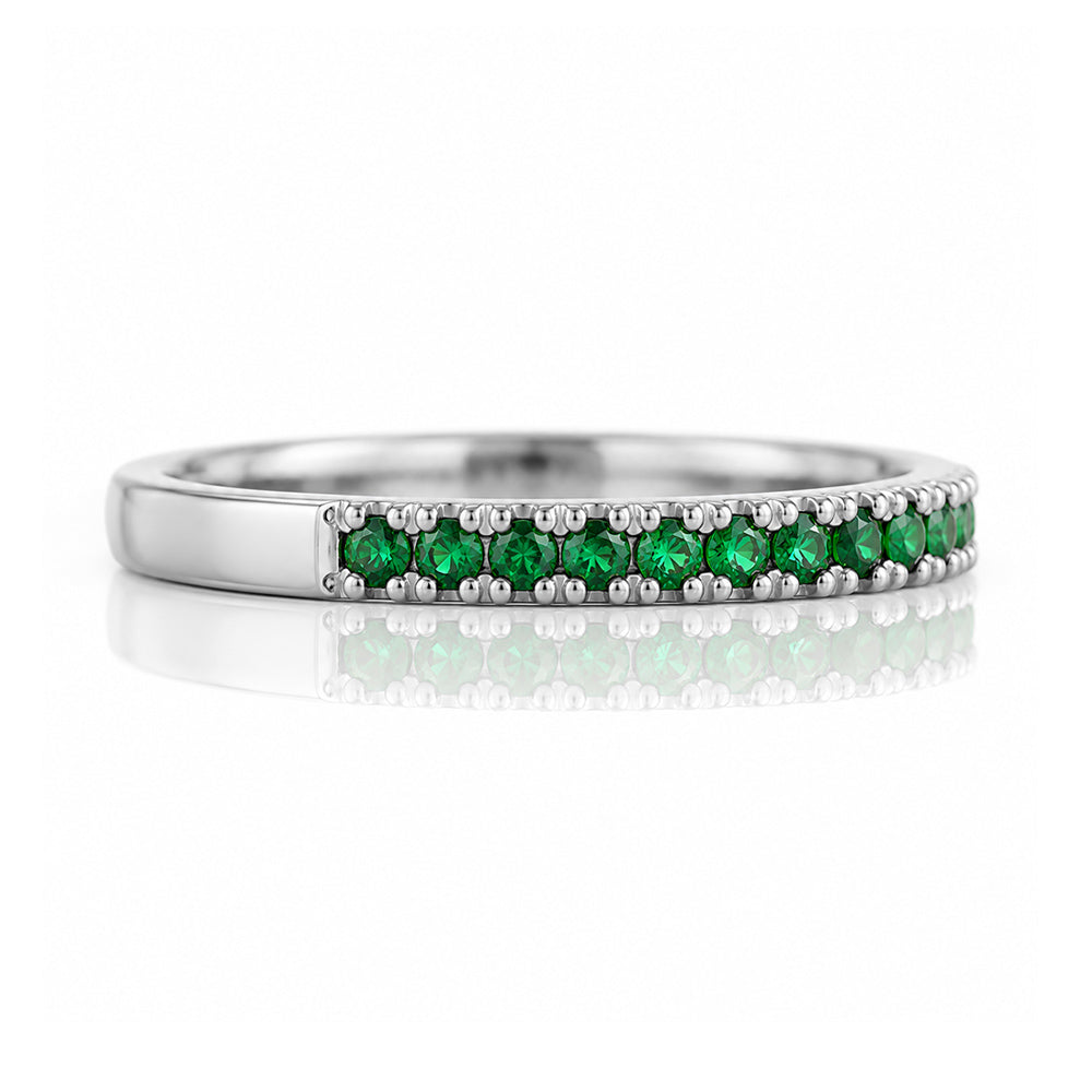 Emma, Emerald Half Eternity Ring - 1.5mm - Victoria's Jewellery