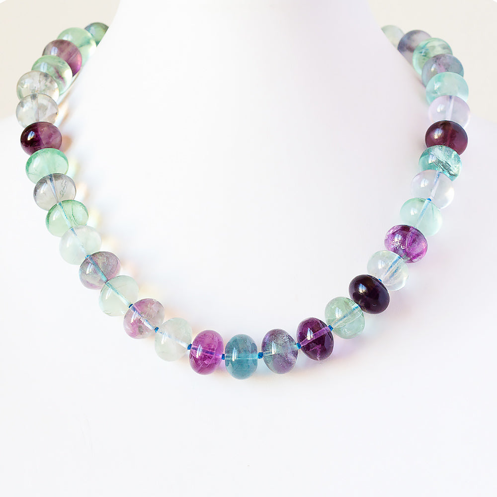 The Minty Fluorite Bead Necklace with Blue Topaz Charm - Victoria's Jewellery