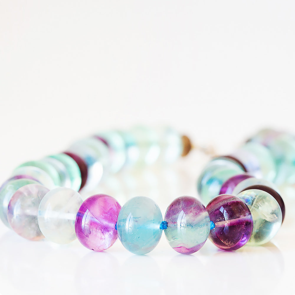 The Minty Fluorite Bead Necklace with Blue Topaz Charm - Victoria's Jewellery