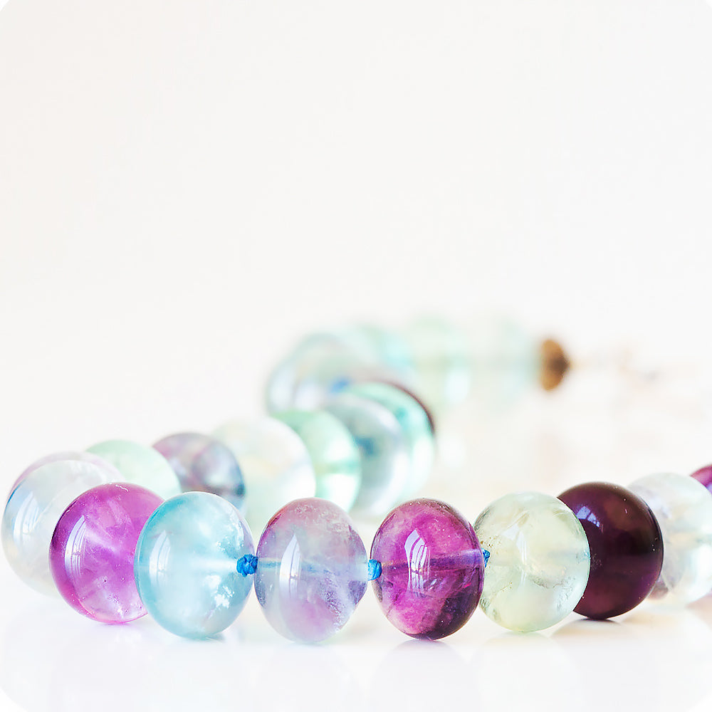 The Minty Fluorite Bead Necklace with Blue Topaz Charm - Victoria's Jewellery