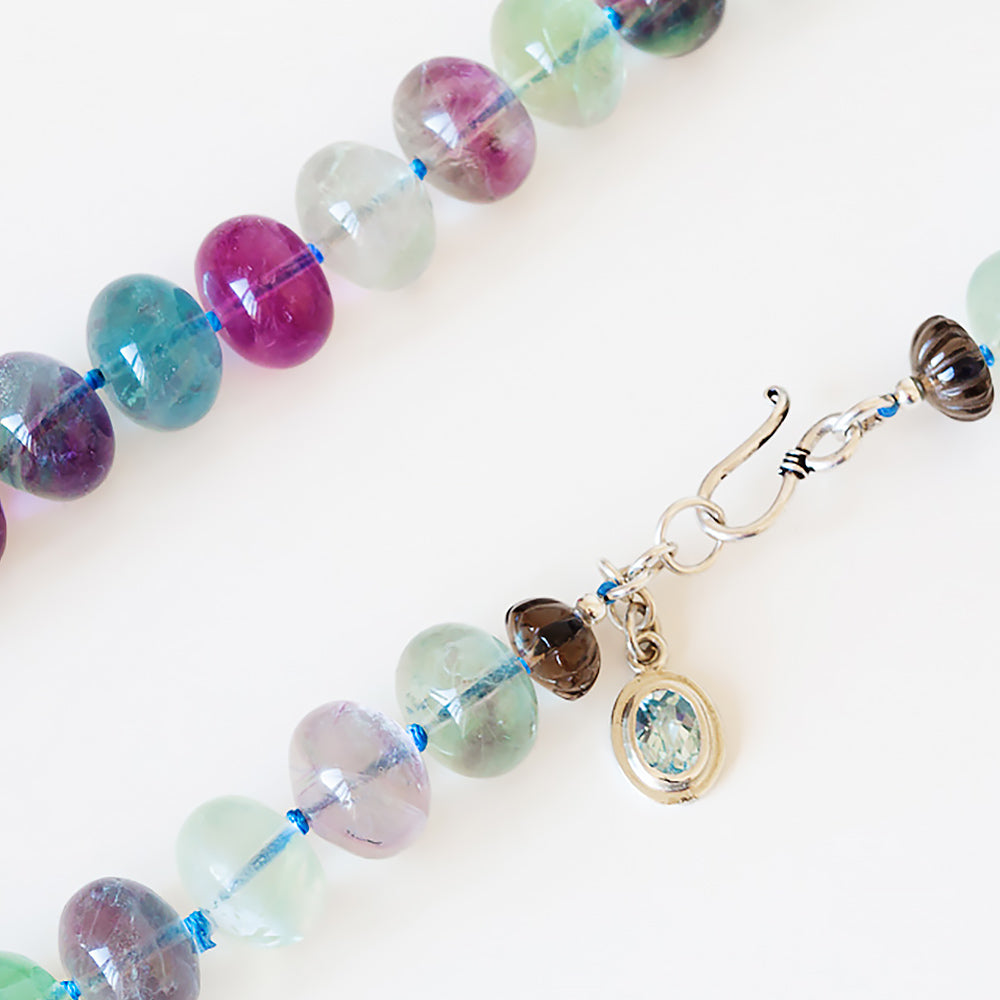 The Minty Fluorite Bead Necklace with Blue Topaz Charm - Victoria's Jewellery