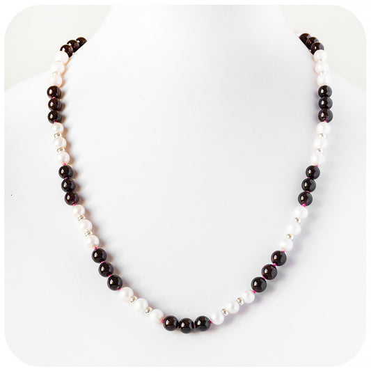 Garnet and Fresh Water Pearl Necklace