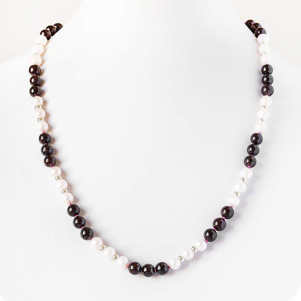 Garnet and Fresh Water Pearl Necklace - Victoria's Jewellery