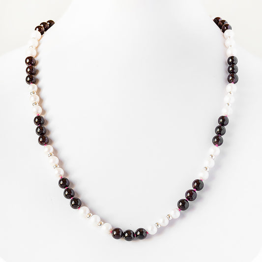 Garnet and Fresh Water Pearl Necklace - Victoria's Jewellery