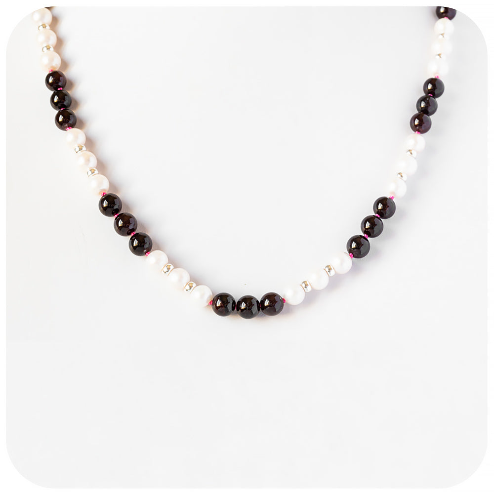 Garnet and Fresh Water Pearl Necklace