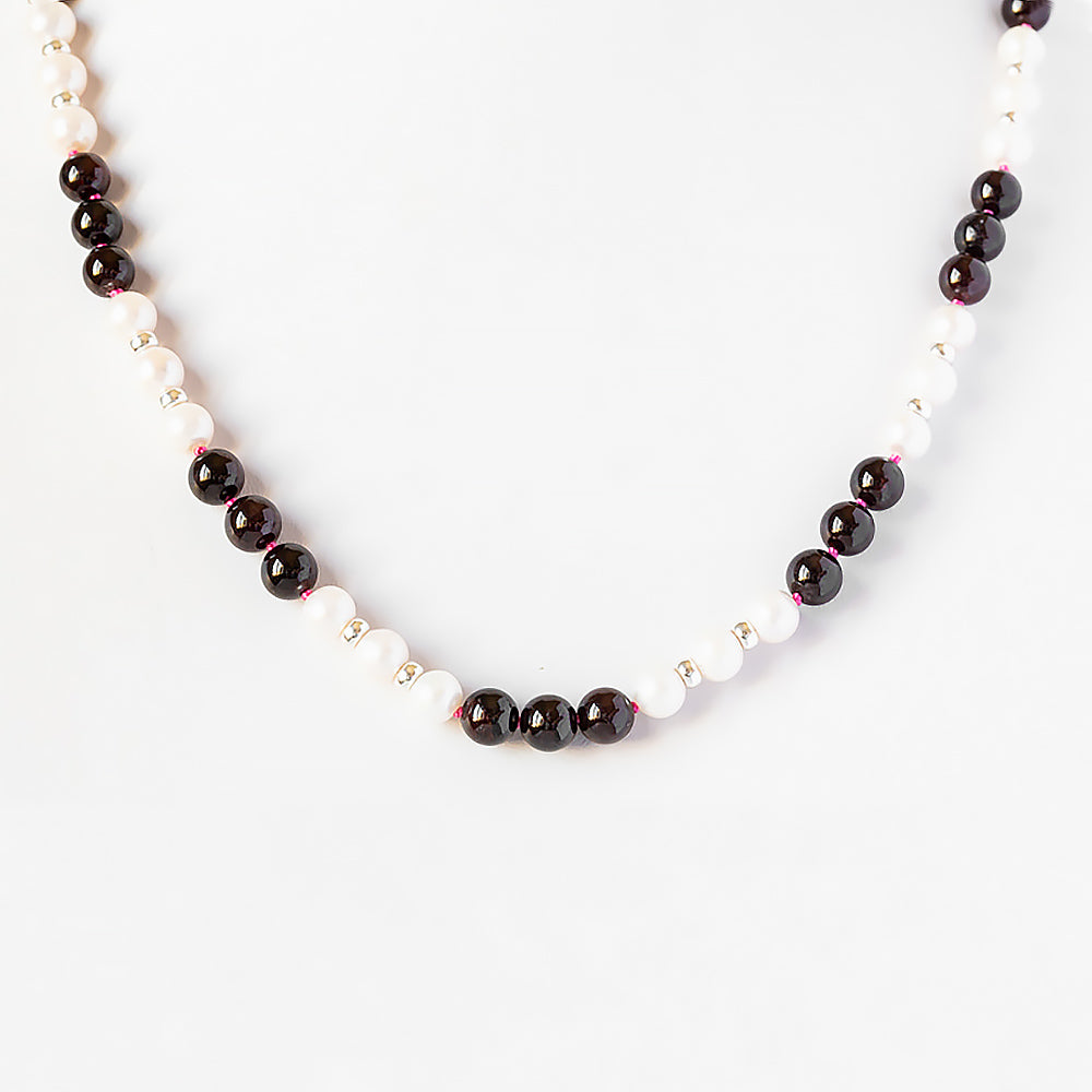 Garnet and Fresh Water Pearl Necklace - Victoria's Jewellery