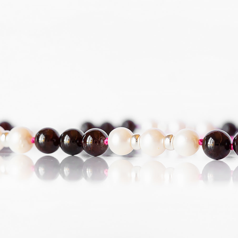 Garnet and Fresh Water Pearl Necklace - Victoria's Jewellery