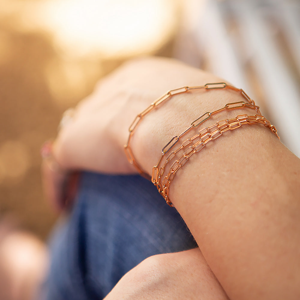 Rose Gold Paper Clip Bracelet - Victoria's Jewellery