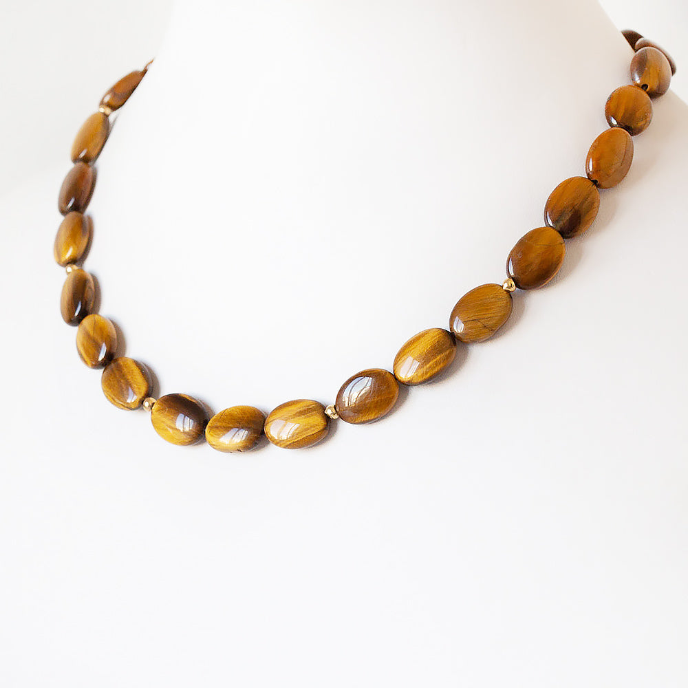 Tiger Eye Coin Necklace - Victoria's Jewellery