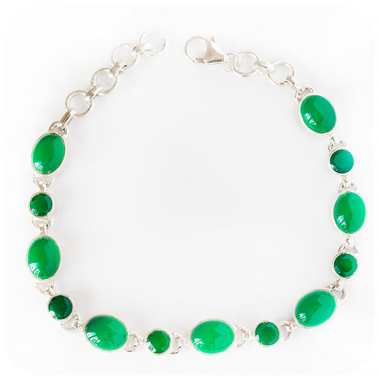 Oval and Round Green Onyx Bracelet